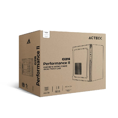 Gabinete Acteck Performance II GI215 Micro Torre Max MB M-ATX Fuente ATX Plus 500W/2xUSB 2.0 Color Negro