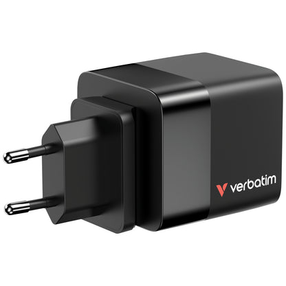 Cargador Verbatim GaN 65W de Cable retráctil