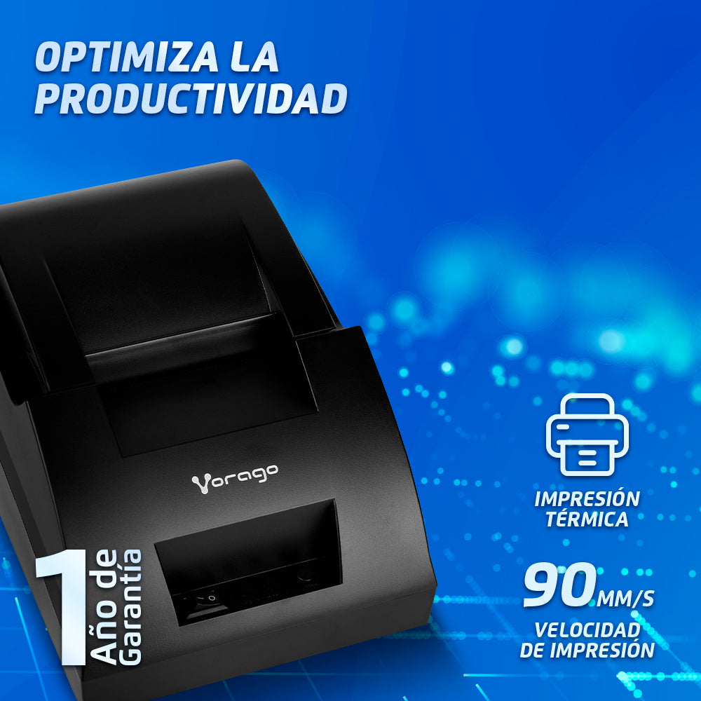 Impresora Termica Vorago POS MNP-158 Tickets 58mm USB RJ11