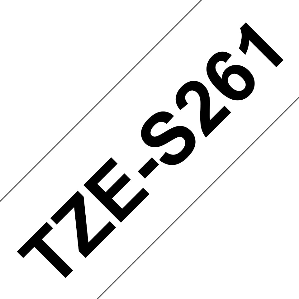 Cinta Brother TZES261 Laminada Súper Adhesiva Texto Negro Fondo Blanco 36mmx8m