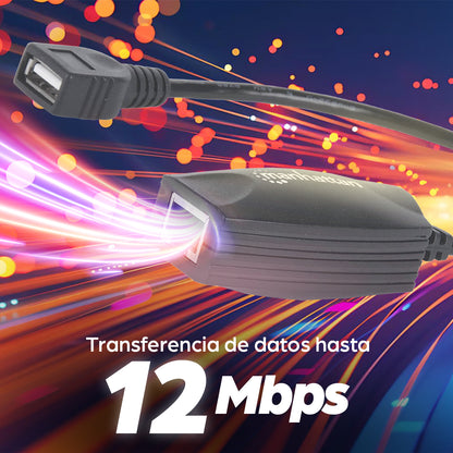Cable Manhattan Extensor Línea USB Hasta 60m Color Negro