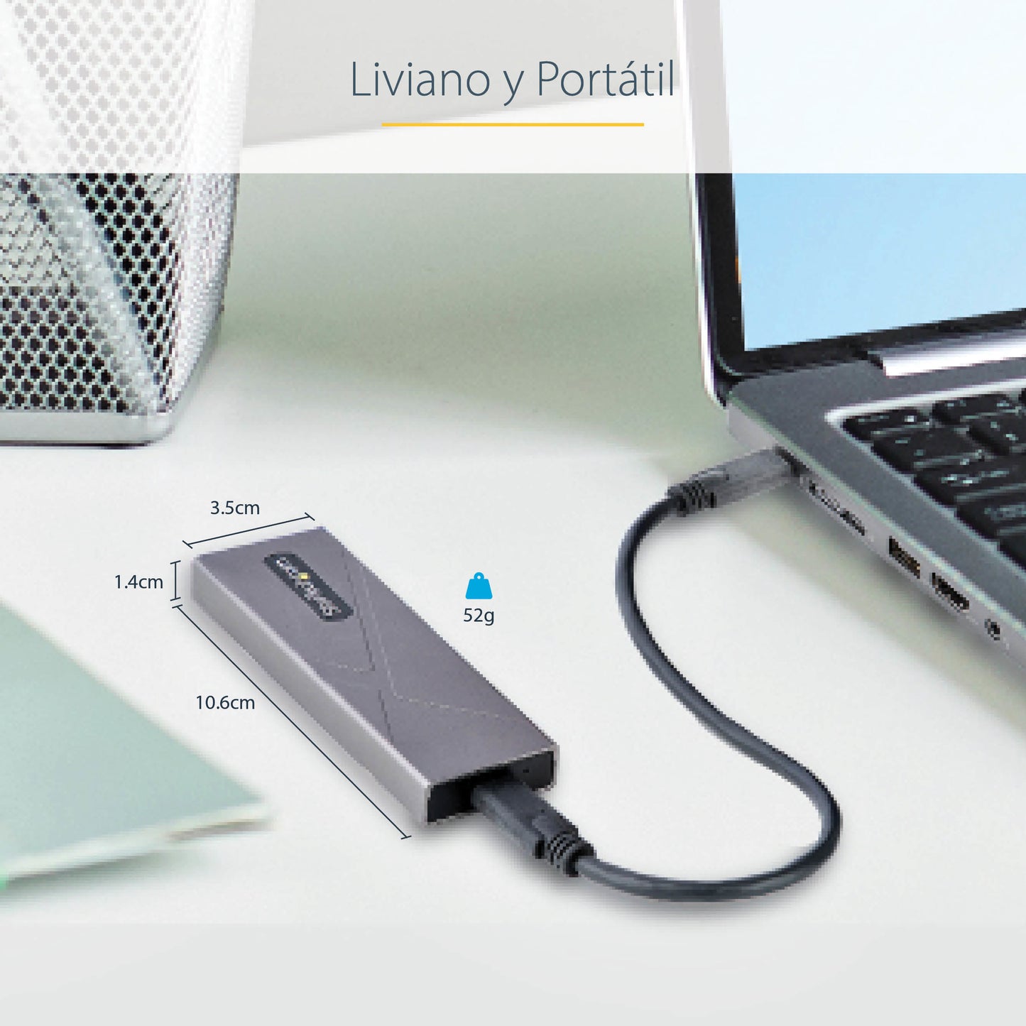 StarTech.com M2-USB-C-NVME-SATA caja para disco duro externo Carcasa para SSD Gris