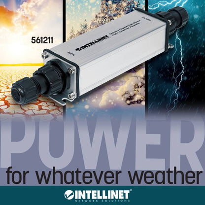 Intellinet 561211 extensor de red Repetidor de red Negro, Gris 10, 100, 1000 Mbit/s
