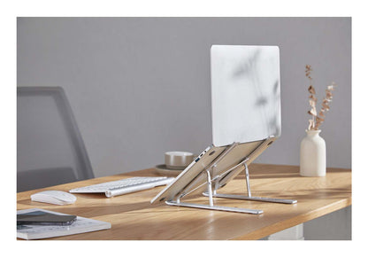 Soporte laptop Manhattan p/Escritorio de posiciones aluminio Premium