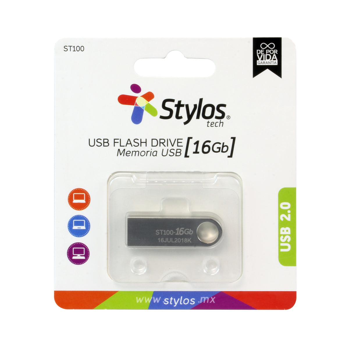 Memoria USB Stylos ST100 16GB Conexion Tipo A 2.0