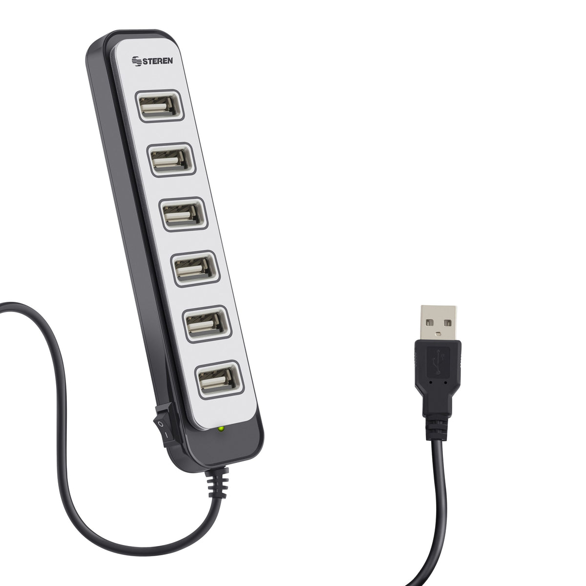 Hub Steren USB 7 Puertos con Eliminador de 2A Color Negro