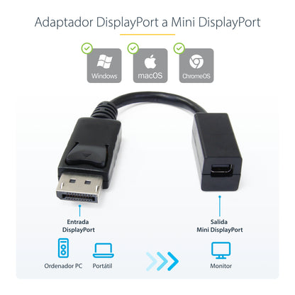 StarTech.com DP2MDPMF6IN cable DisplayPort 0.152 m Negro