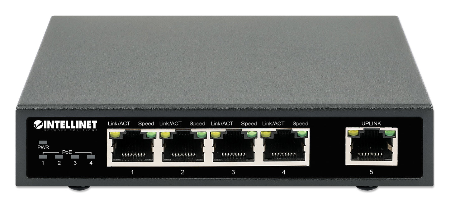 Switch Intellinet PoE+ con 5 Puertos Gigabit Color Negro