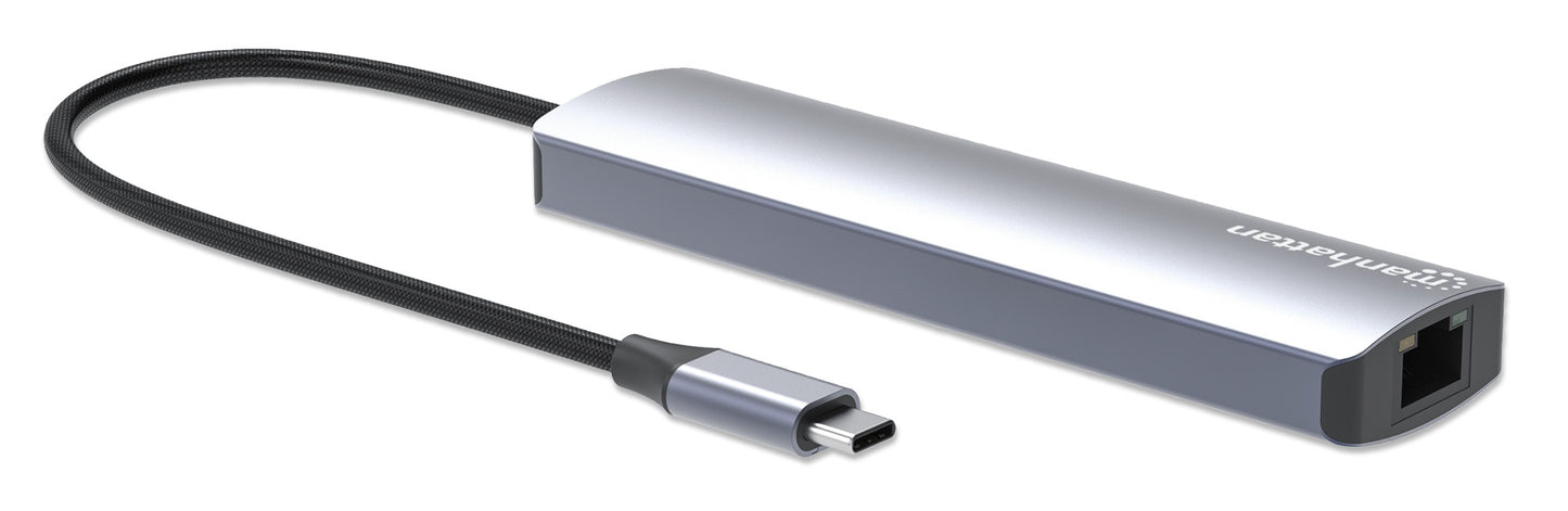 Manhattan 153959 base para laptop o replicador de puertos Alámbrico USB 3.2 Gen 1 (3.1 Gen 1) Type-C Plata