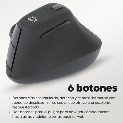 Manhattan 190336 ratón Oficina Diestro RF inalámbrico Óptico 1600 DPI