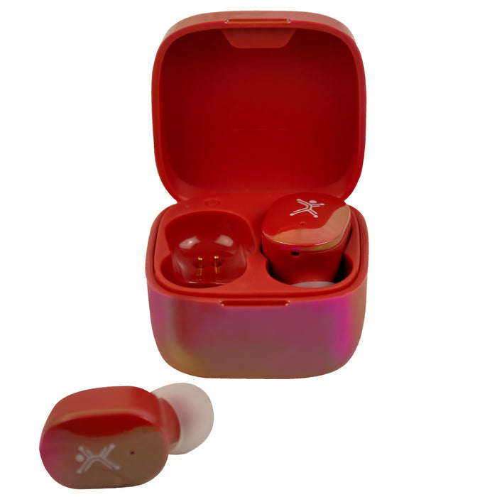 Audífonos Inalámbricos Perfect Choice TWS Brillantes Alcance de 10m Bluetooth Rojo