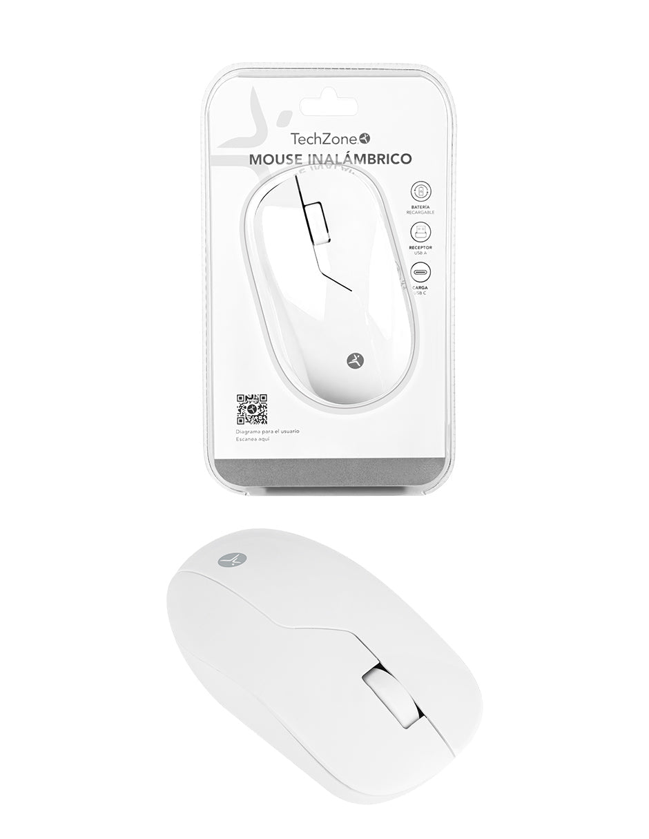 Mouse inalámbrico Blanco Armor recargable  wireless TechZone