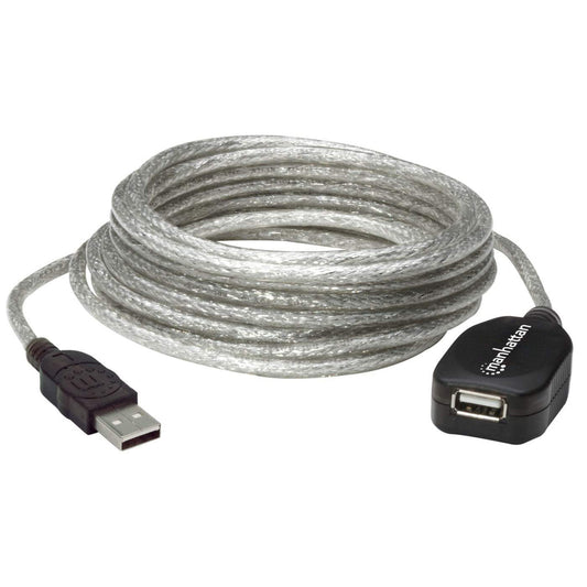Cable Manhattan Extensión Activa USB-A 2.0 Alta Velocidad 5m Color Plata