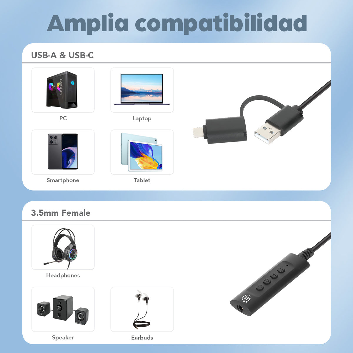 Manhattan 153560 divisor de audio Negro