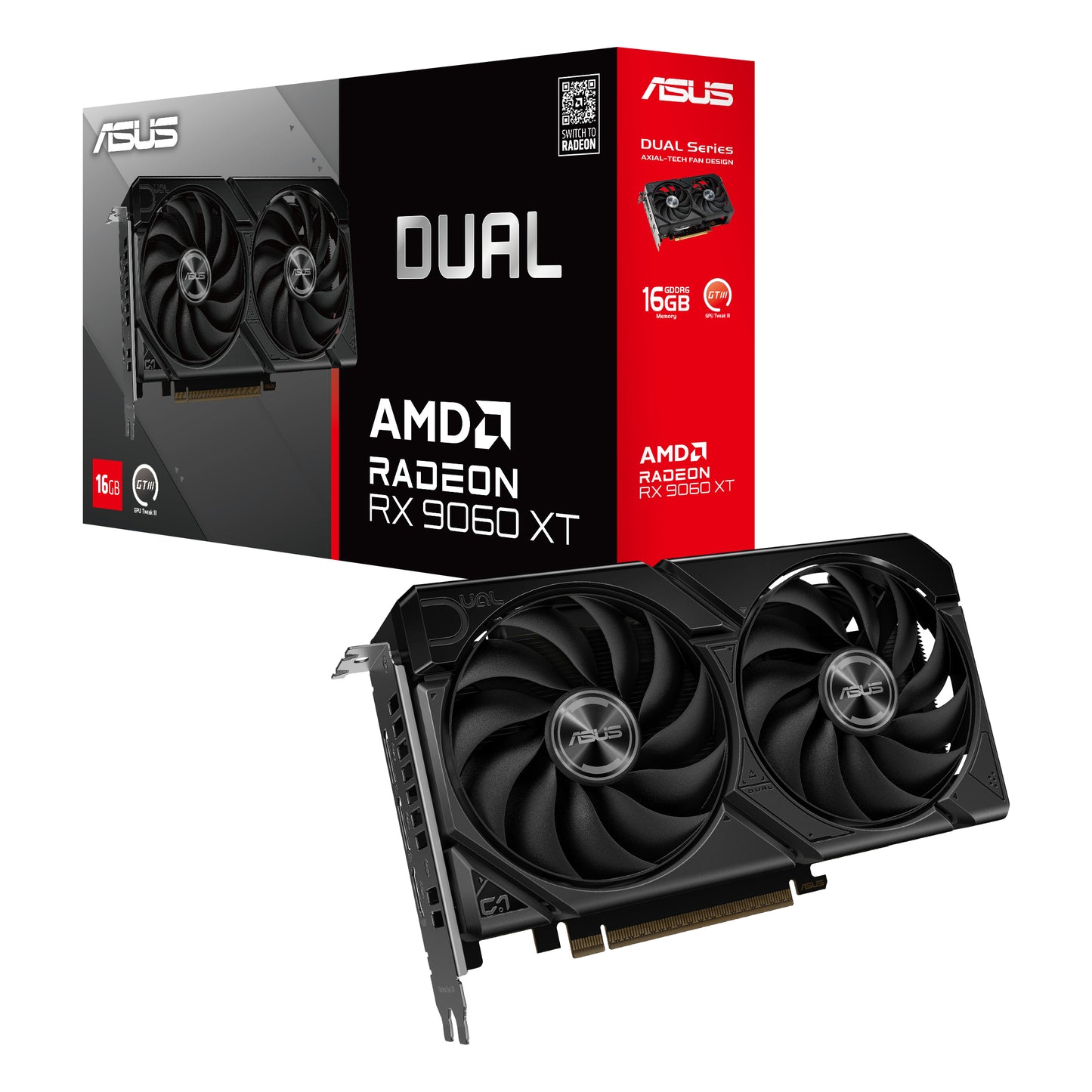 Tarjeta de Video ASUS AMD Radeon RX 9060 XT DUAL 16GB 128-bit GDDR6 PCI Express 5.0