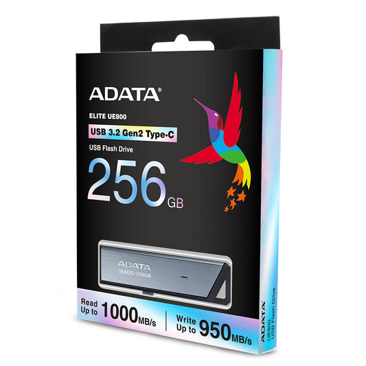 Memoria USB Adata 256 GB UE800 Flash Drive Tipo C 3.2 Color Plata Metálica