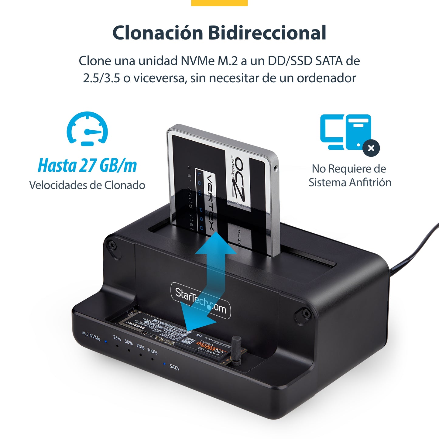 StarTech.com N2-M2-SSD-DUPLICATOR duplicador de datos o soporte Duplicador de HDD/SSD Negro 1 copias