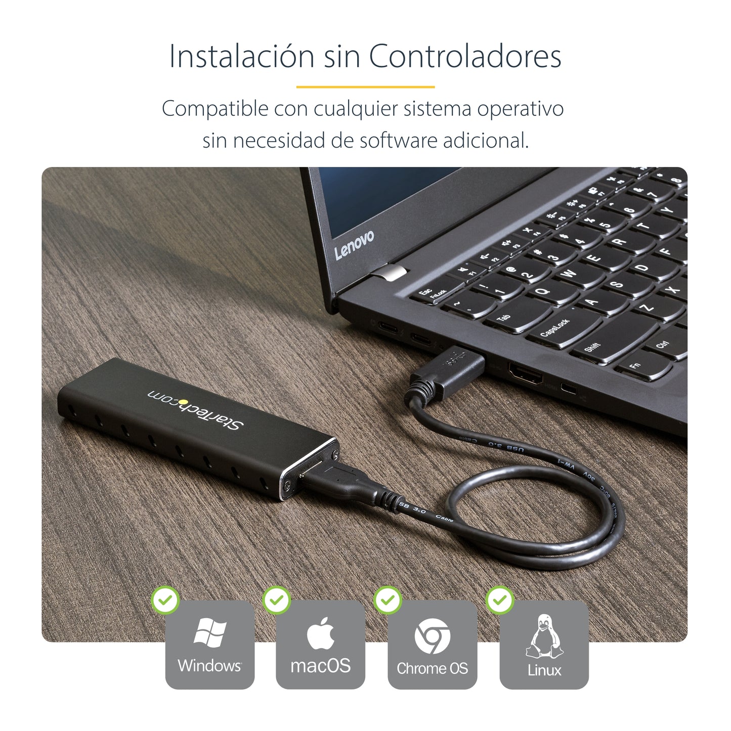 StarTech.com SM2NGFFMBU33 caja para disco duro externo Carcasa para SSD Negro