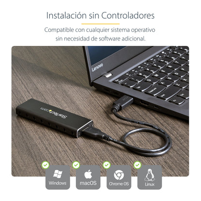 StarTech.com SM2NGFFMBU33 caja para disco duro externo Carcasa para SSD Negro