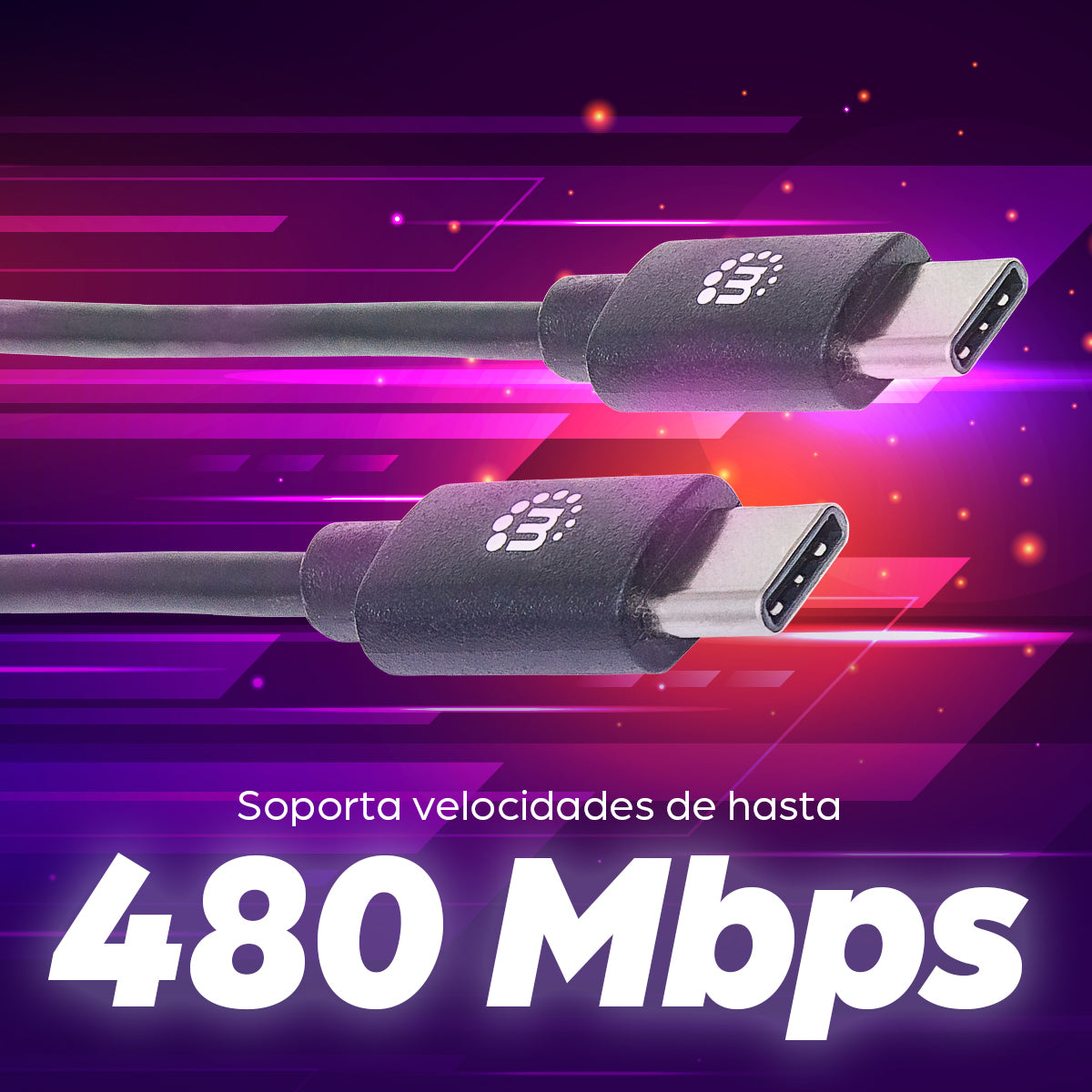 Cable Manhattan USB-C 2.0 Alta Velocidad 3m Color Negro
