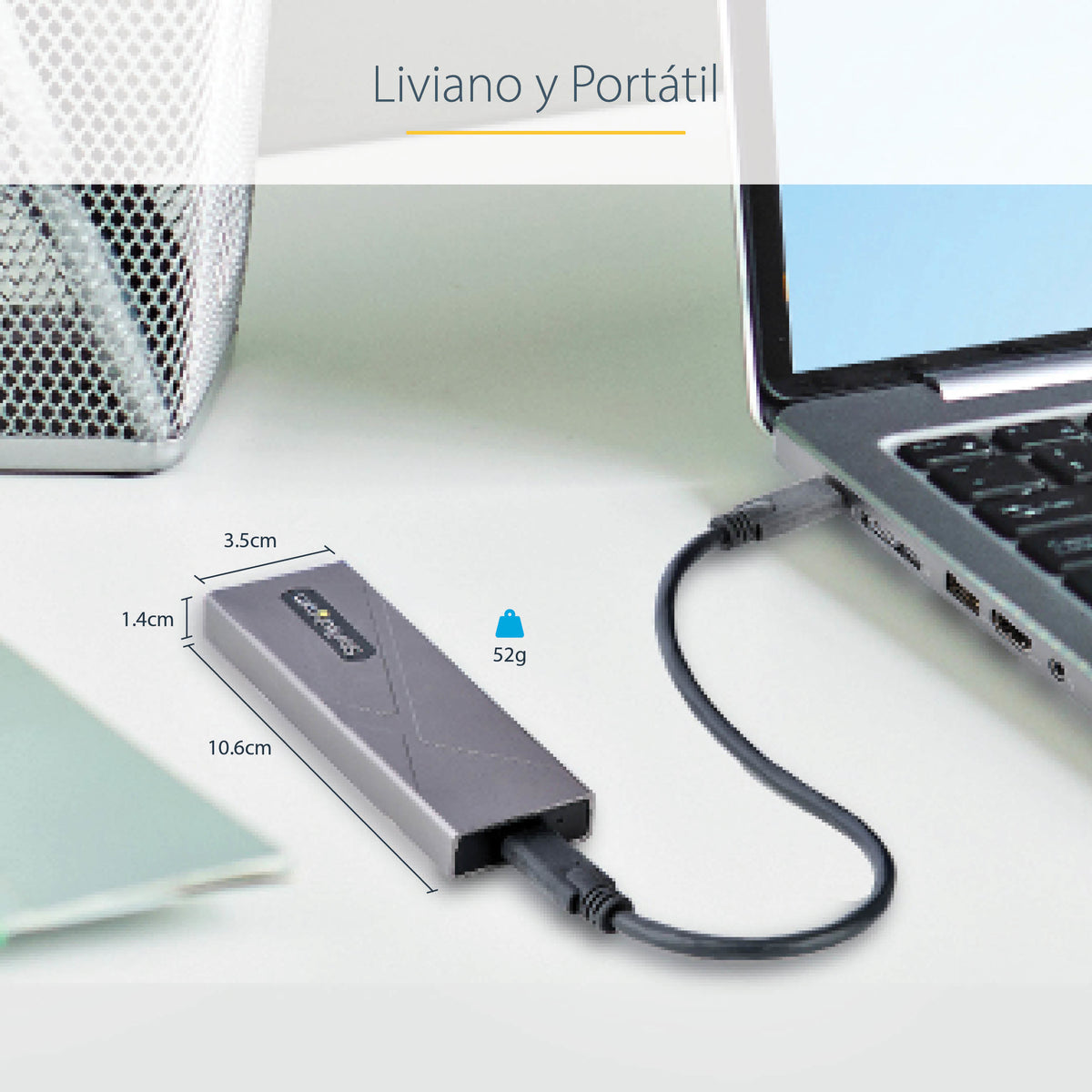 StarTech.com M2-USB-C-NVME-SATA caja para disco duro externo Carcasa para SSD Gris