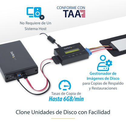 StarTech.com SATDUP11IMG duplicador de datos o soporte Duplicador de HDD/SSD Negro