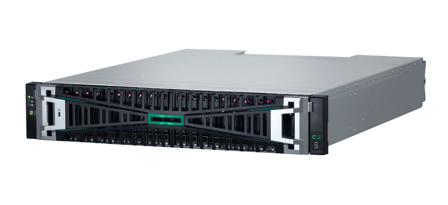 HPE MSA 2070 SFF 2x10/25GbE iSCSI 4-port Cntrl 12x1.92TB SSD 4x10Gb iSCSI XCVR 23TB Storage Array unidad de disco múltiple Bastidor (2U)