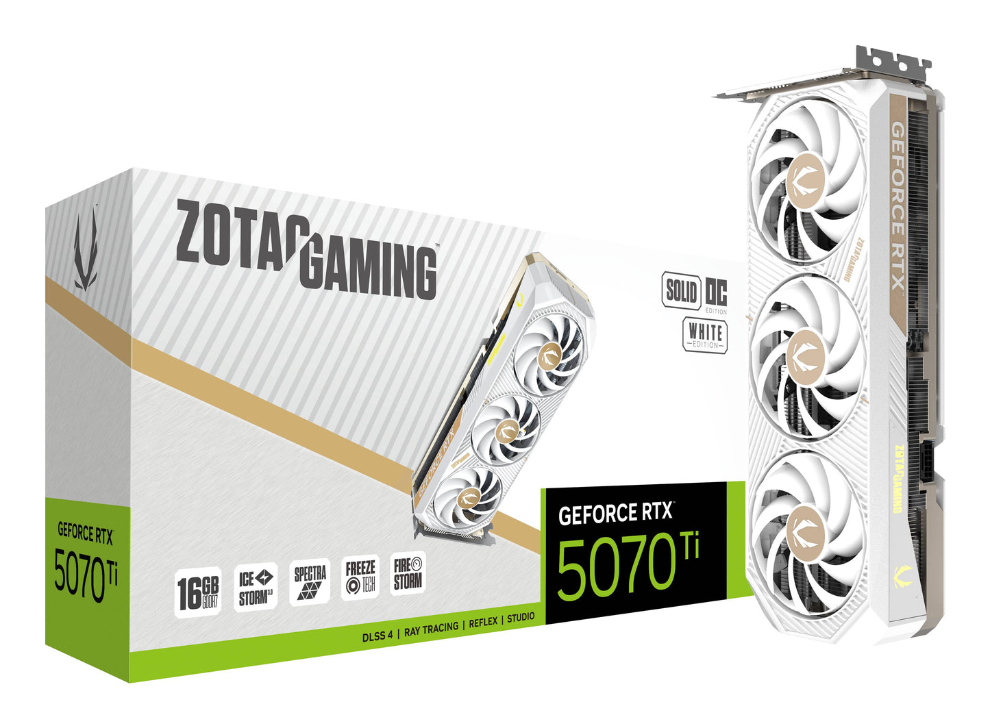 Tarjeta de Video Zotac NVIDIA GeForce RTX 5070 Ti Solid Core OC White Edition 16GB 256-bit GDDR7 PCI Express x16 5.0