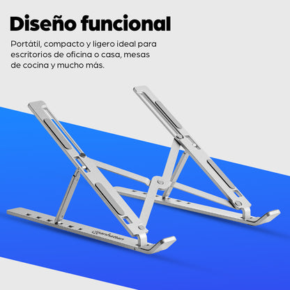 Soporte laptop Manhattan p/Escritorio de posiciones aluminio Premium