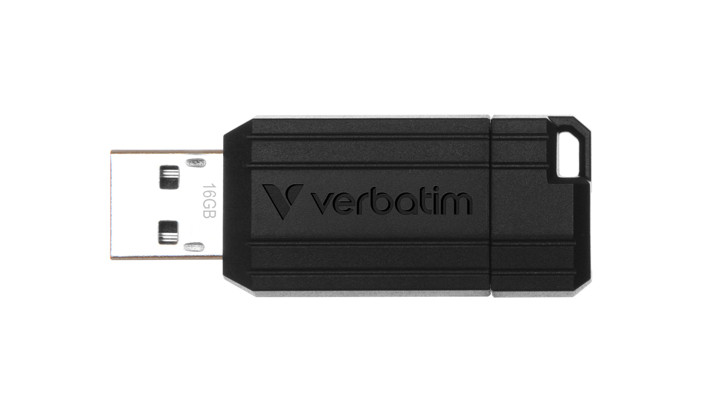 Memoria USB VERBATIM Flash 2.0 PinStripe 16GB -Negro
