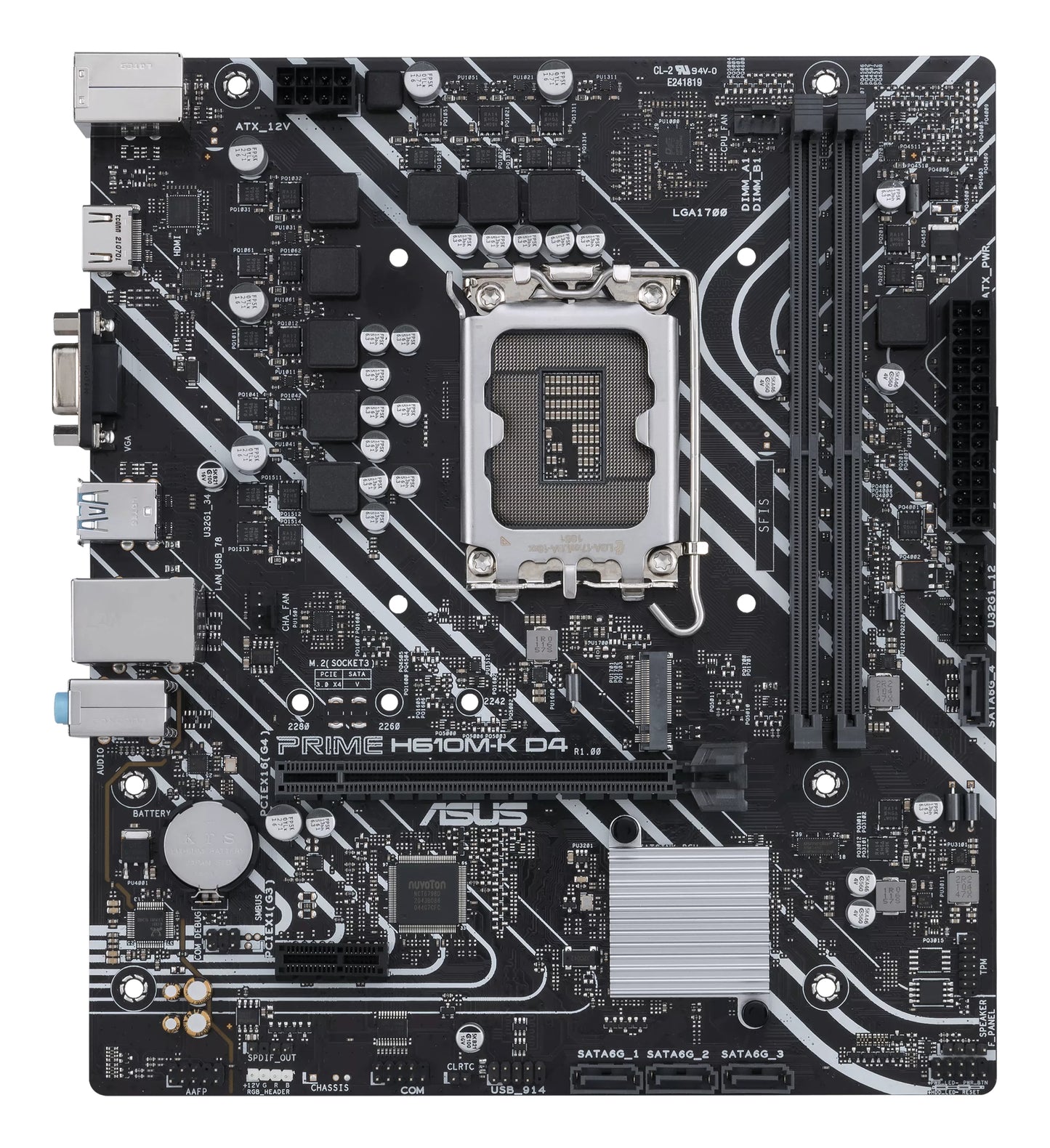 Tarjeta Madre Asus PRIME H610M-K D4 2xDDR4 64GB 3200Mhz PCIe 4.0 M.2 1xHDMI 1xD-Sub S 1700 12th 13th Gen mATX
