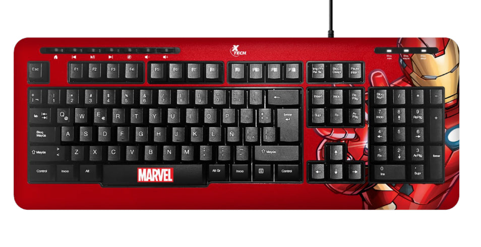 Teclado XTech Full Size Iron Man XTK-M401IM - Teclas multimedia - Español - Conexion USB