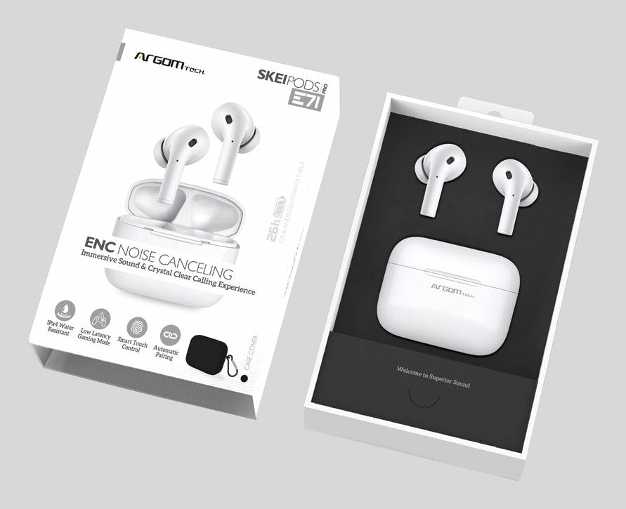 Audifonos Argomtech Inalámbricos Skeipods E71 Control Táctil Resistente al Agua Bluetooth 5.3 Color Azul