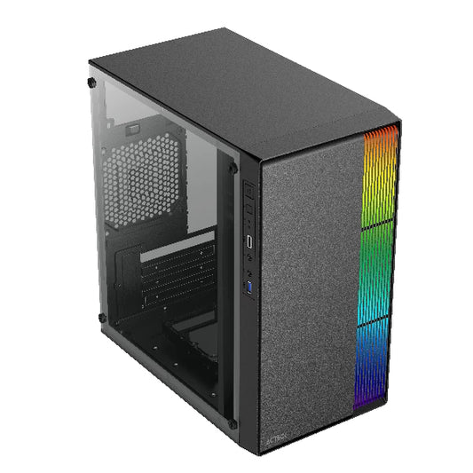 Gabinete Acteck Mini Torre Fusion II GI440 Max MB M-ATX 1xUSB 3.0 Advanced Series Negro