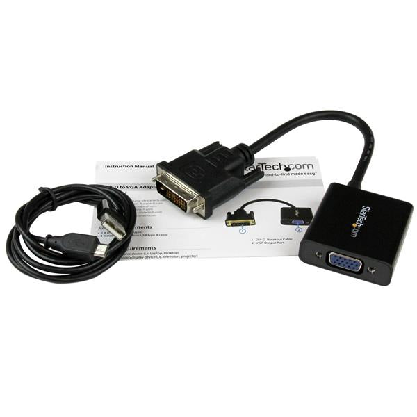 StarTech.com DVI2VGAE adaptador de cable de vídeo 0.19 m Negro