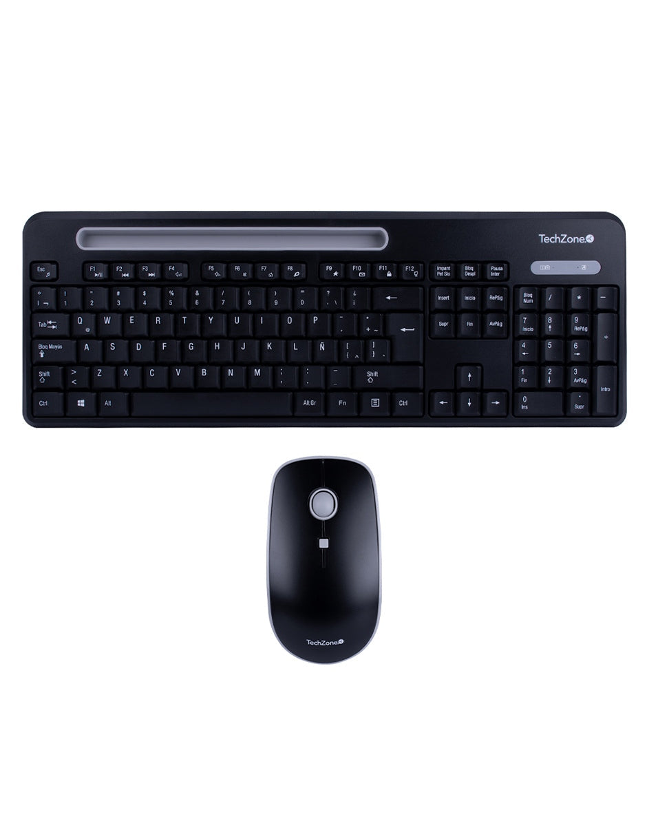 Mouse y Teclado Inalambricos Tasking Grey 800 1200 1600 DPI 4 Botones con Ranura para Smartphone