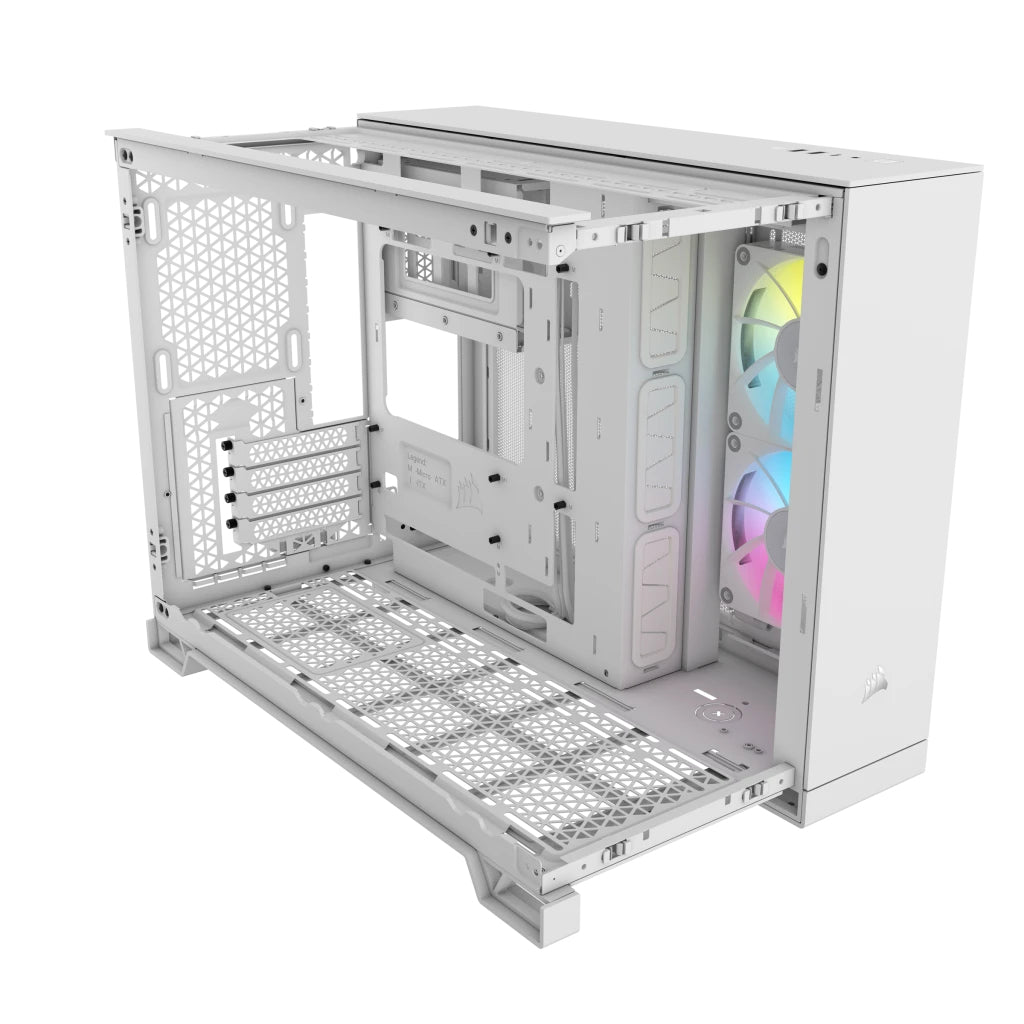 Gabinete Corsair iCUE Link 2500X Mid Tower mATX ITX Cristal Templado Pecera 2xFan RGB Blanco Sin Fuente