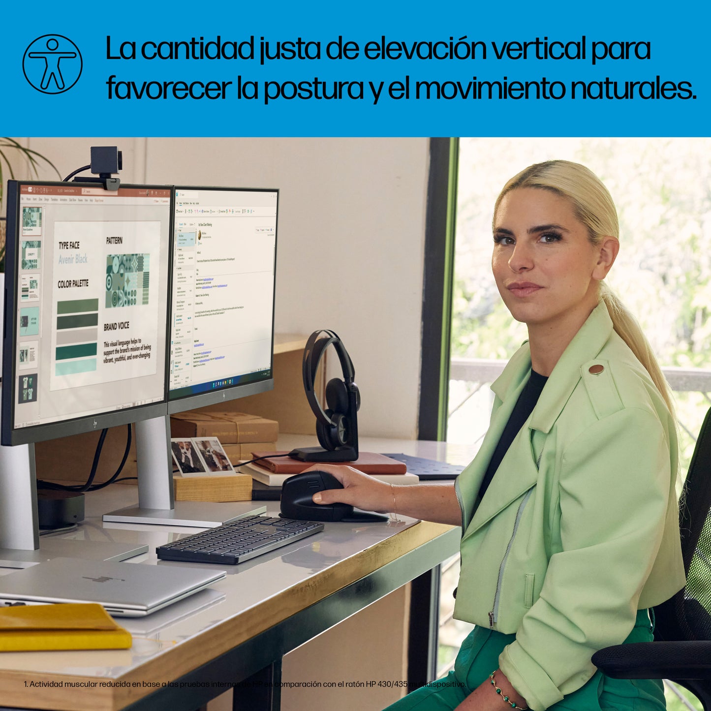 HP 925 Ergonomic Vertical Wireless Mouse ratón Oficina Diestro RF inalámbrico + bluetooth 4000 DPI