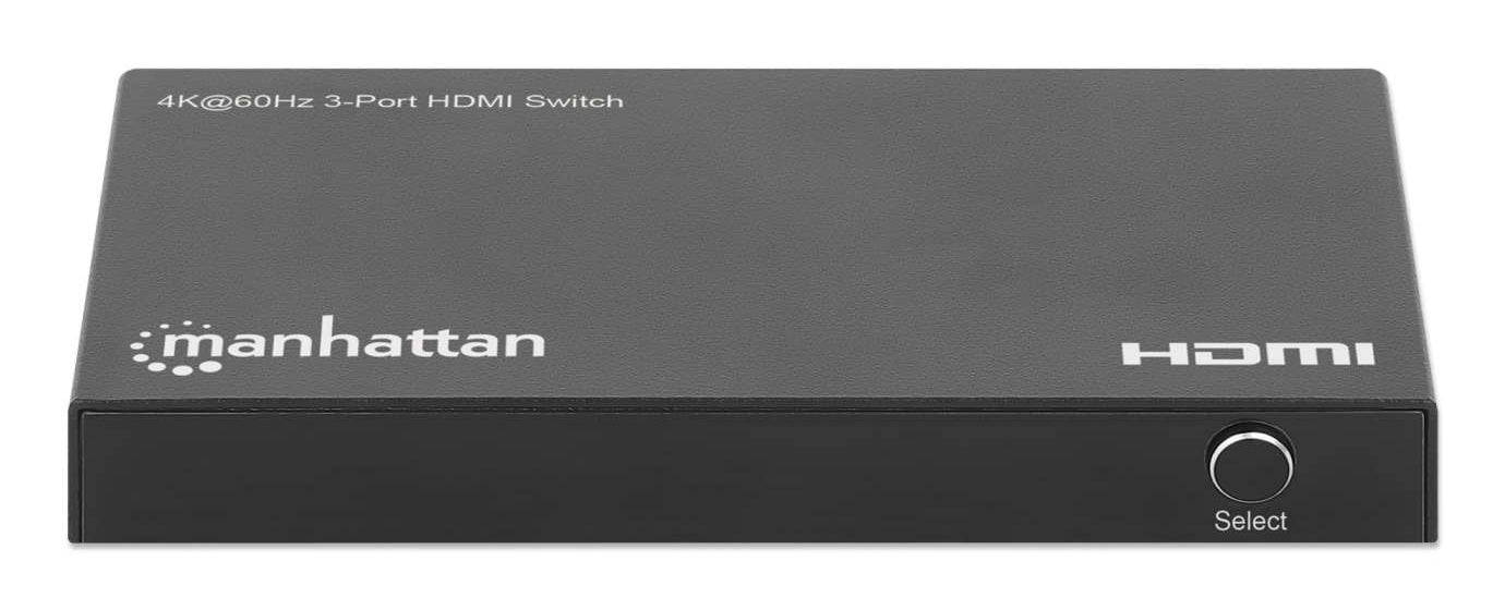 Switch HDMI Manhattan 4K@60Hz 3 entradas compacto negro