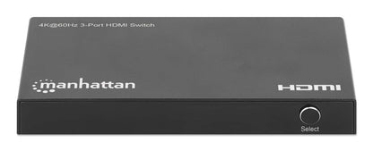 Switch HDMI Manhattan 4K@60Hz 3 entradas compacto negro
