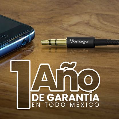 Cable Vorago CAB-115 Audio Auxiliar 3.5mm Metálico 1m Color