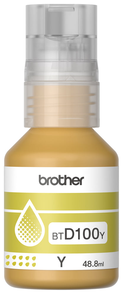Botella de tinta BROTHER de color amarillo de ultra alto rendimiento BTD100Y de la serie InkBenefit Tank  Imprime hasta 5000 paginas