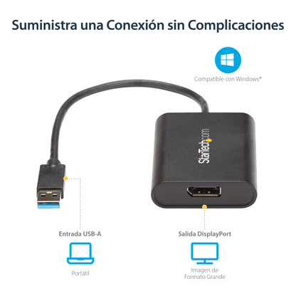 StarTech.com USB32DPES2 adaptador gráfico USB 3840 x 2160 Pixeles Negro