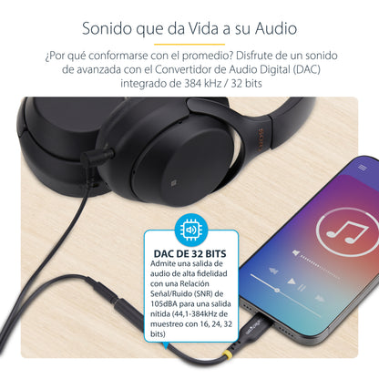 StarTech.com USBCAUDIO2 cable de audio 0.127 m USB Type-C 2.0 3,5 mm Negro