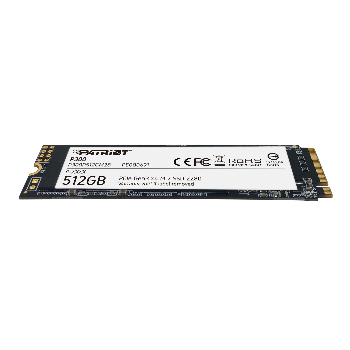 Unidad SSD Patriot M.2 512GB P300 PCIE 3.0 NVME 2280 1200MB/s Escritura 1700 MB/s Lectura