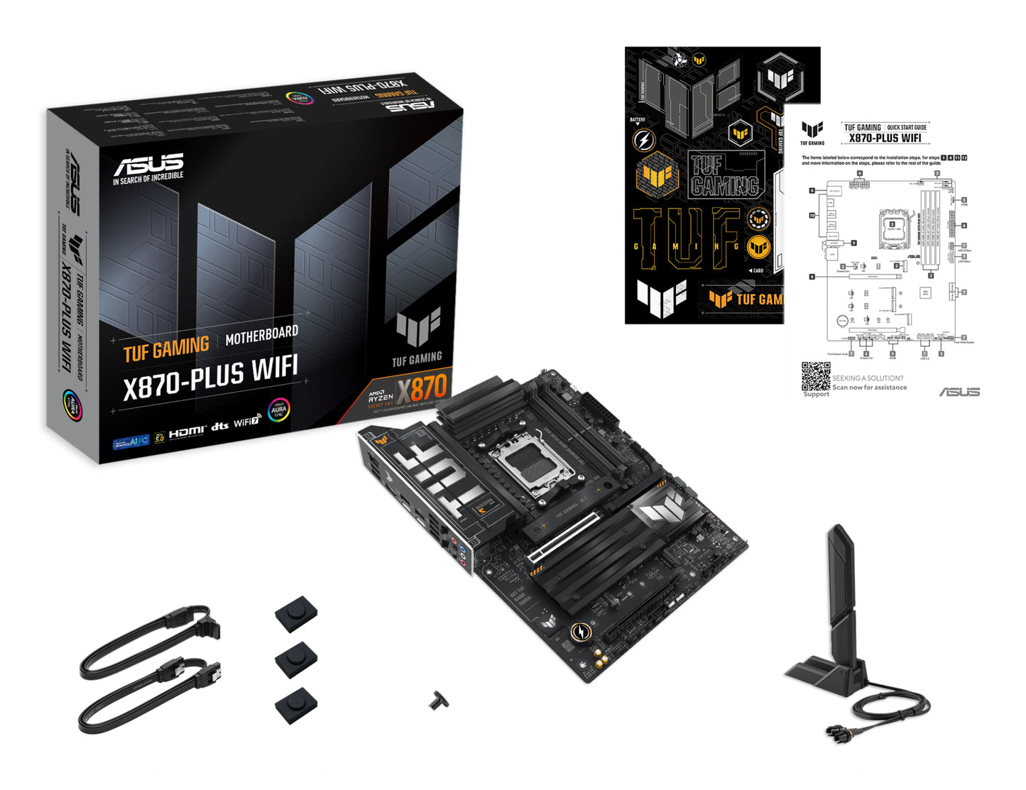 Tarjeta Madre Asus (TUF GAMING X870-PLUS WIFI) SOCKET AM5 4 DDR5 HDMI 2 USB4 PCI-E 5.0 WIFI7 ATX
