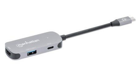 Manhattan 130707 base para laptop o replicador de puertos Alámbrico USB 3.2 Gen 1 (3.1 Gen 1) Type-C Aluminio
