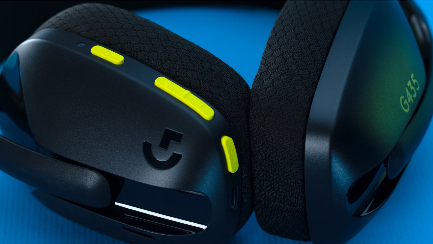 Audífonos Logitech Gaming G435 Inalámbricos Micrófono Lightspeed Color Negro-Amarillo