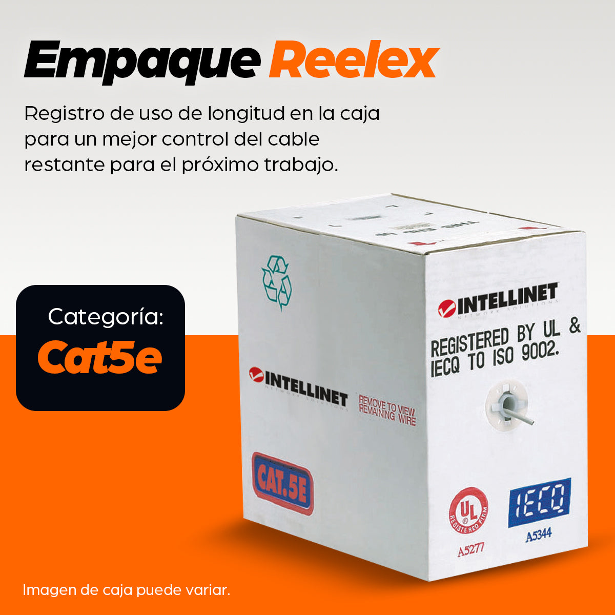 Bobina Cable Intellinet Cat 5e CCA UTP 100m Multifilar Color Gris