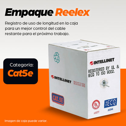 Bobina Cable Intellinet Cat 5e CCA UTP 100m Multifilar Color Gris